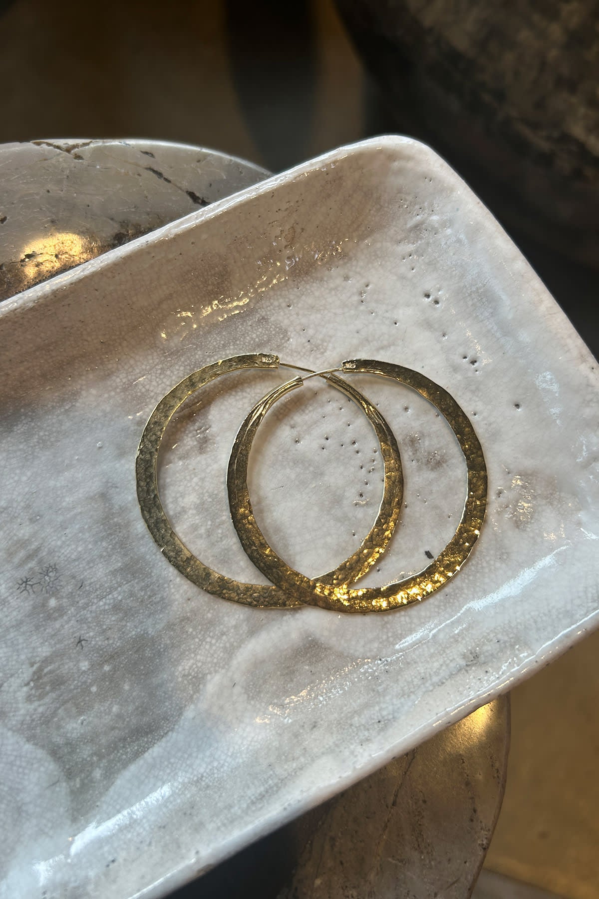 Gold Plated Hammered Hoop M - Nafsu I Gold
