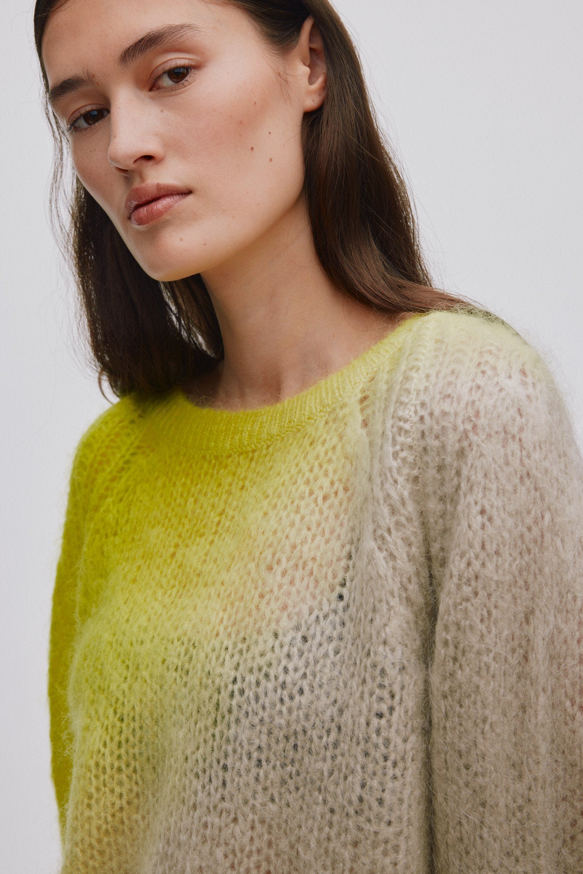 Jasmin - Cross dye boxy sweater I Limeade pelican combo