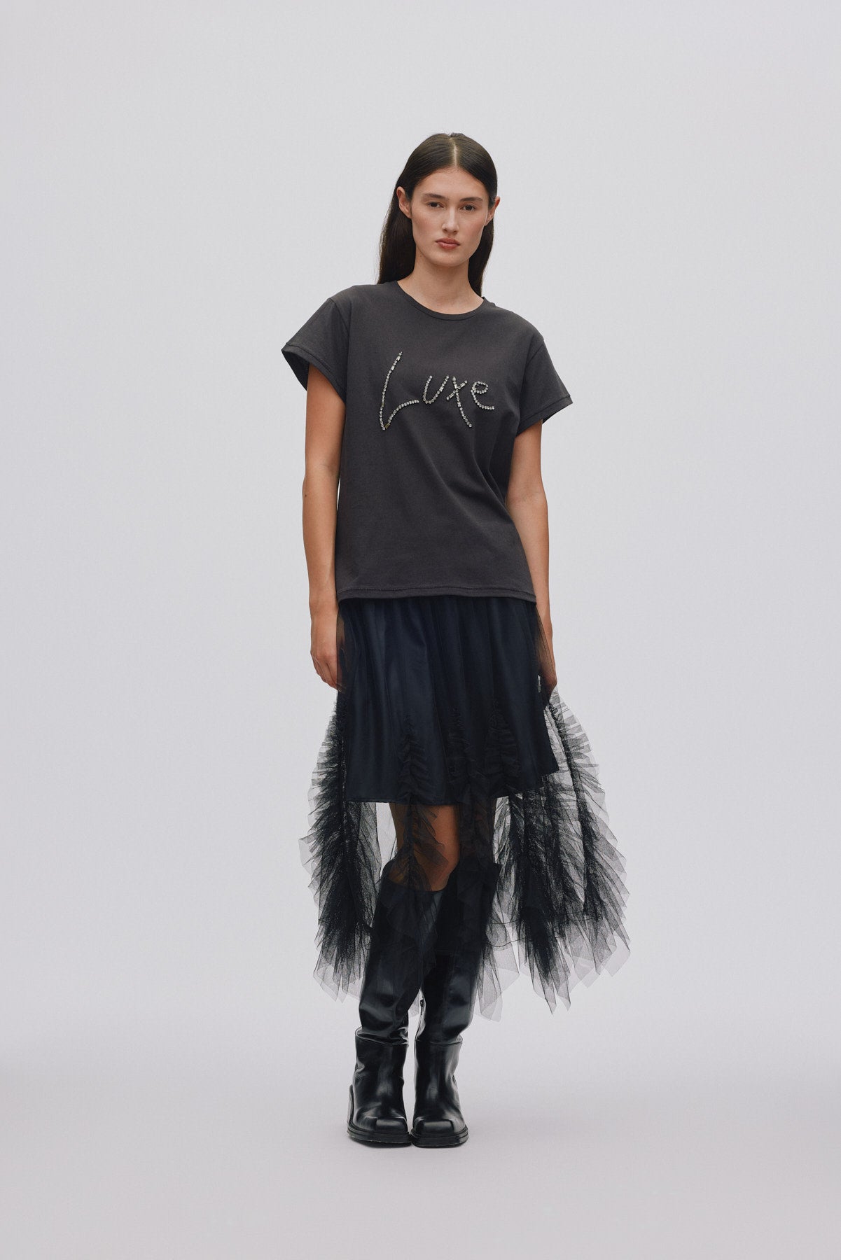 Glenda - Frilly tulle skirt I Black