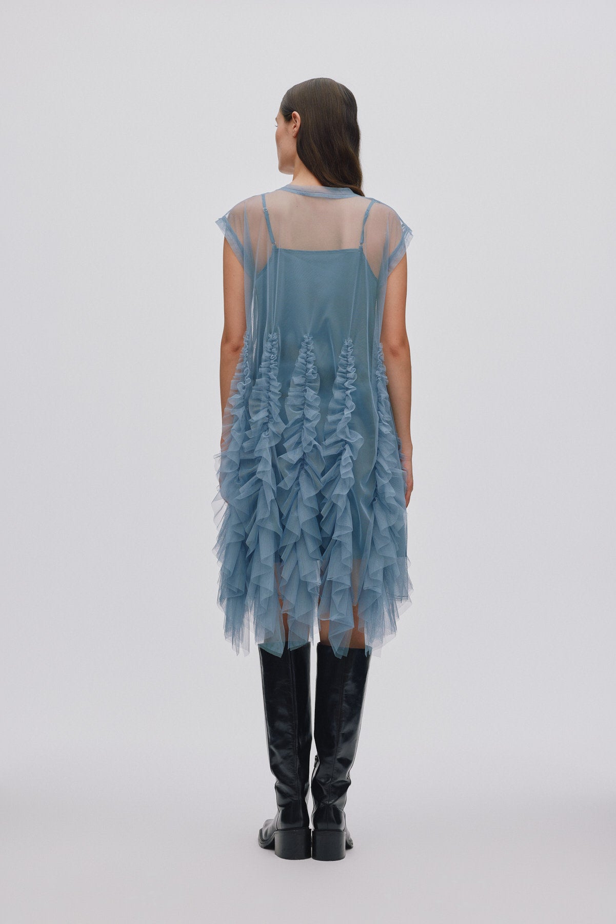 Frilly tulle dress - Ghita I Dusty blue