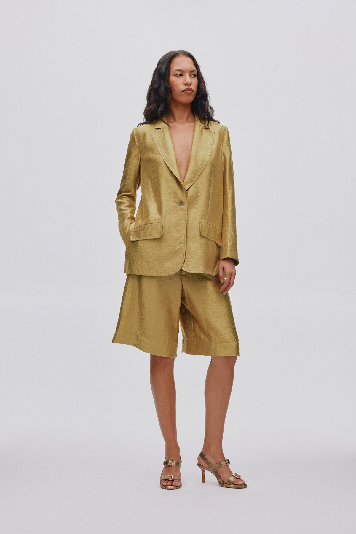 Alona - Woven gold jacket I Gold