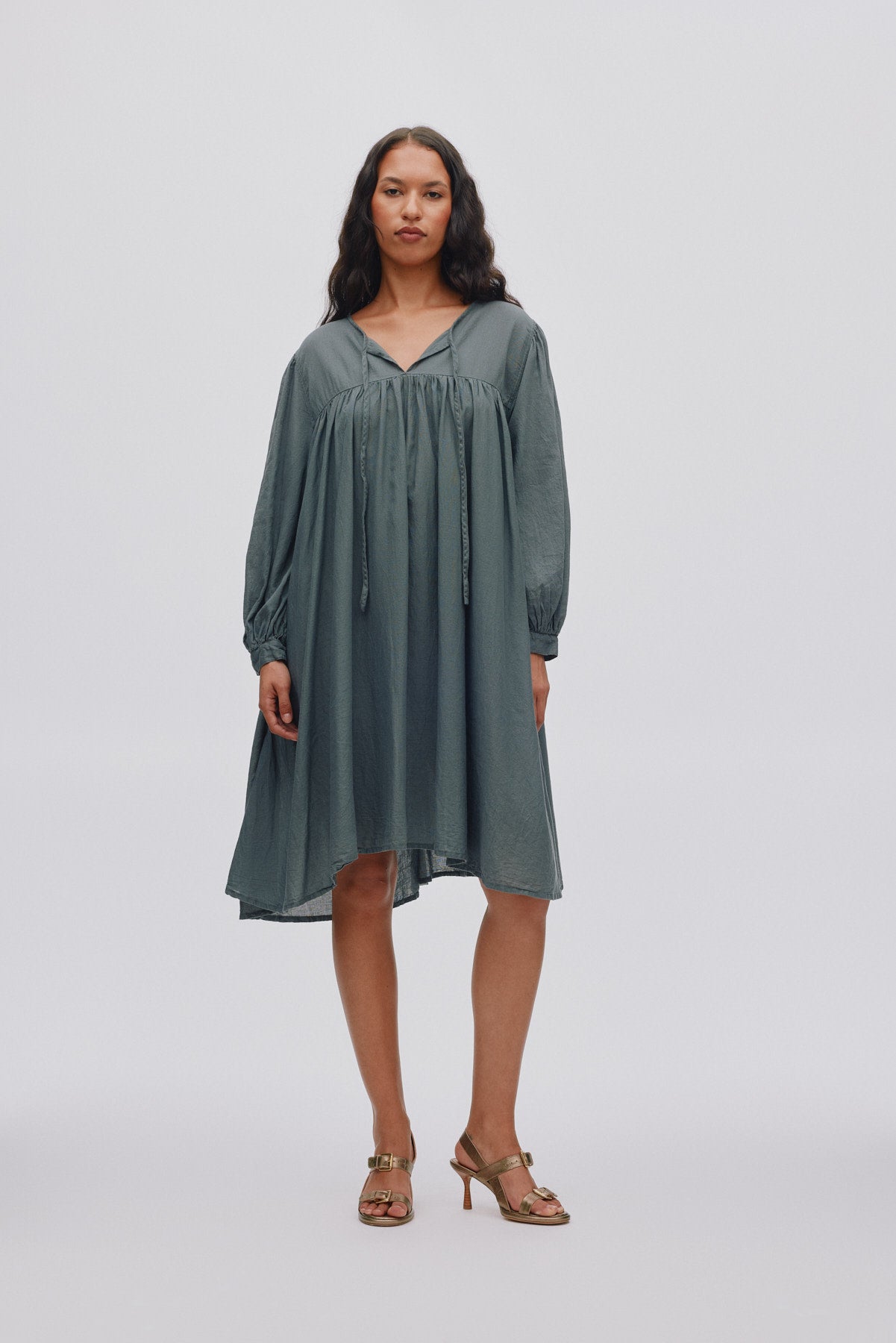 Elda - Cotton full sleeve dress I Black