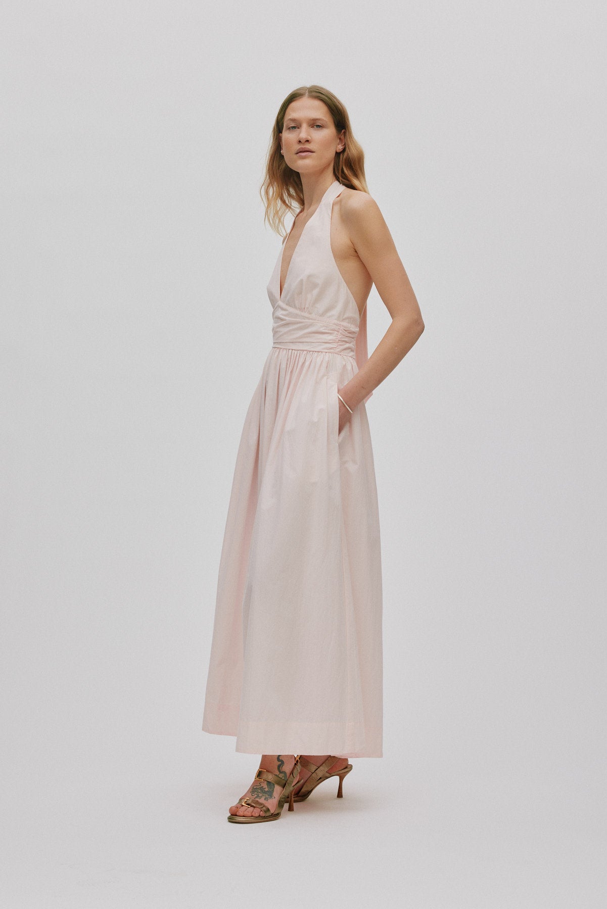 Izette - Poplin halter dress I Light rose