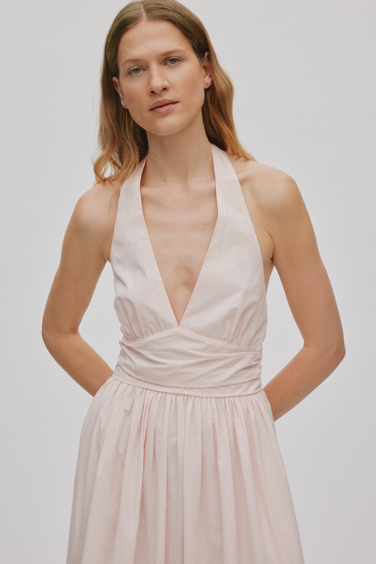 Izette - Poplin halter dress I Light rose
