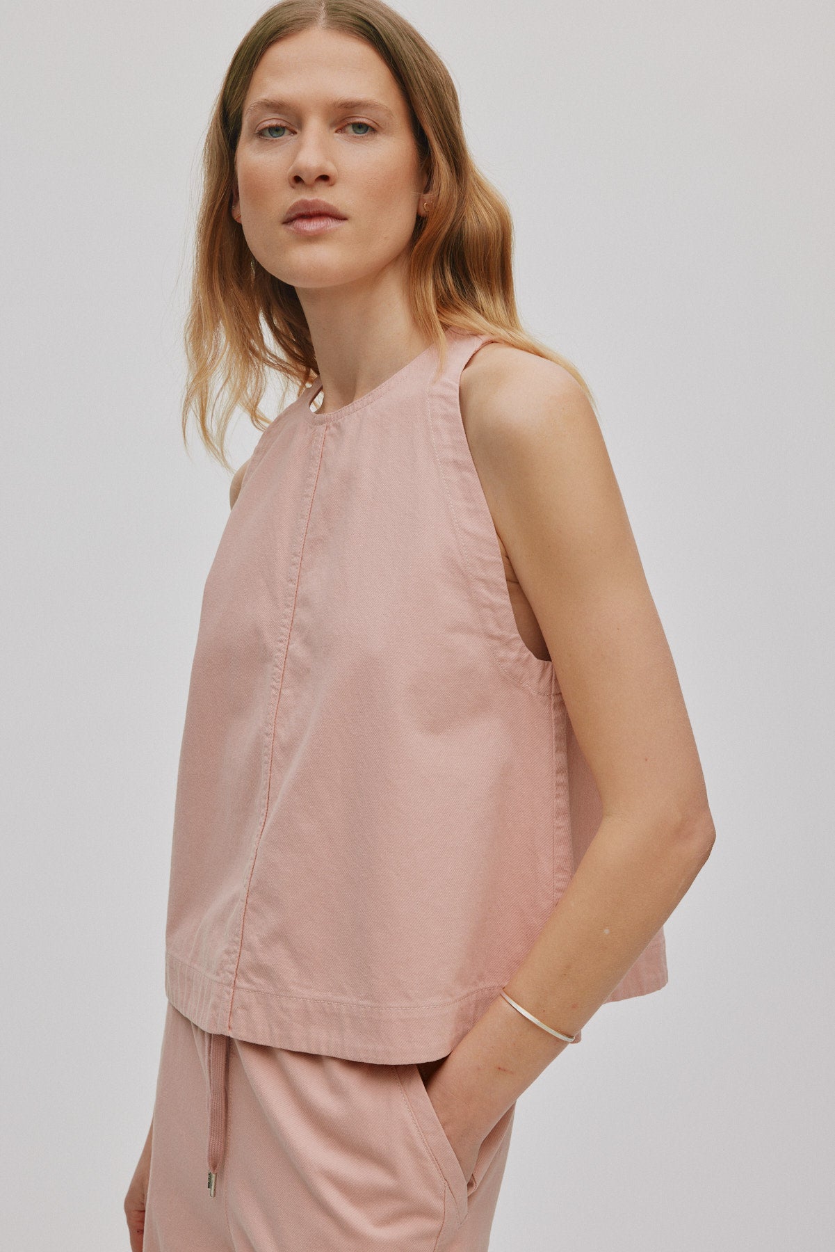 Kaley - Texture canvas halter top I Soft rose