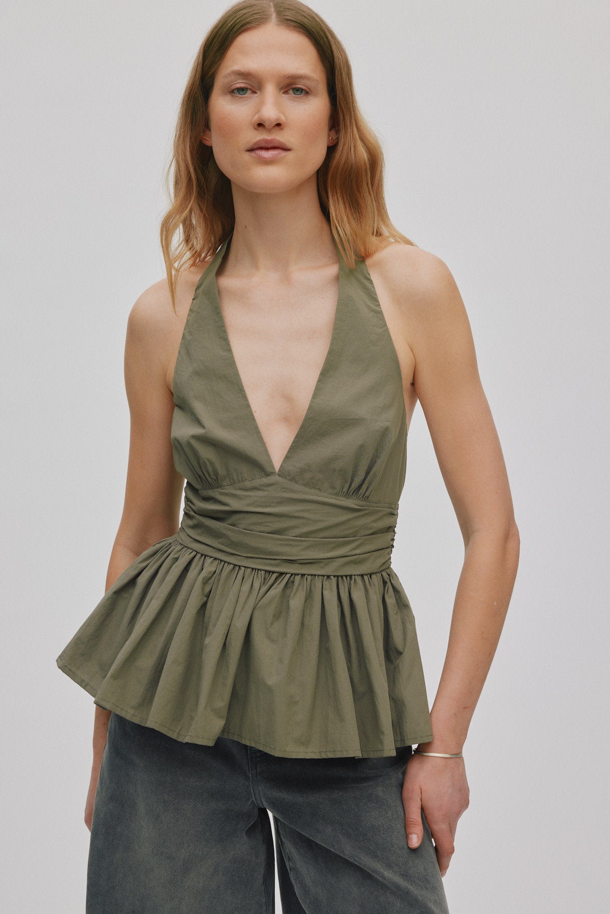 Izma - Poplin halter top I Asphalt