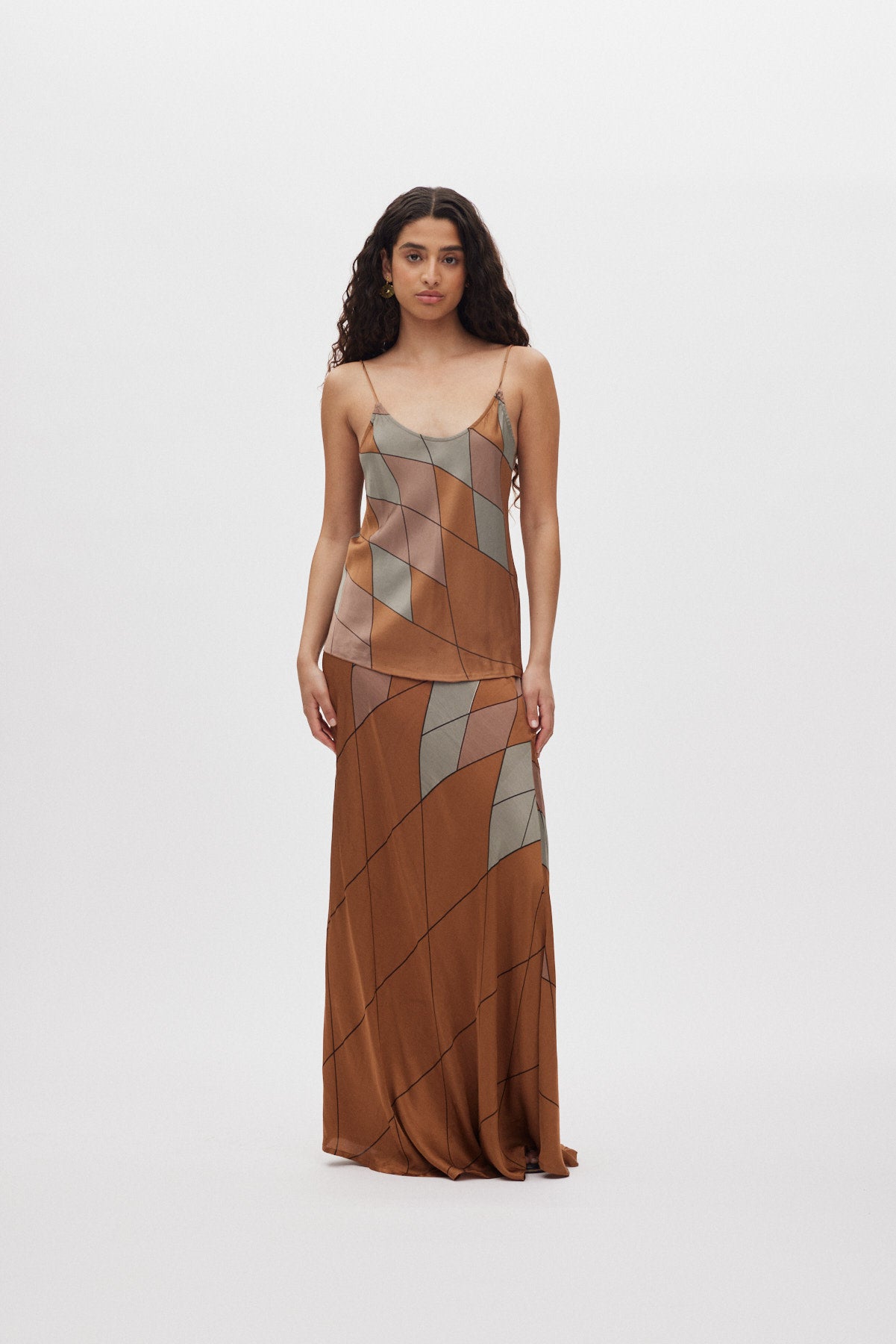 Lise - Diamond print bias camisole I Rust combo
