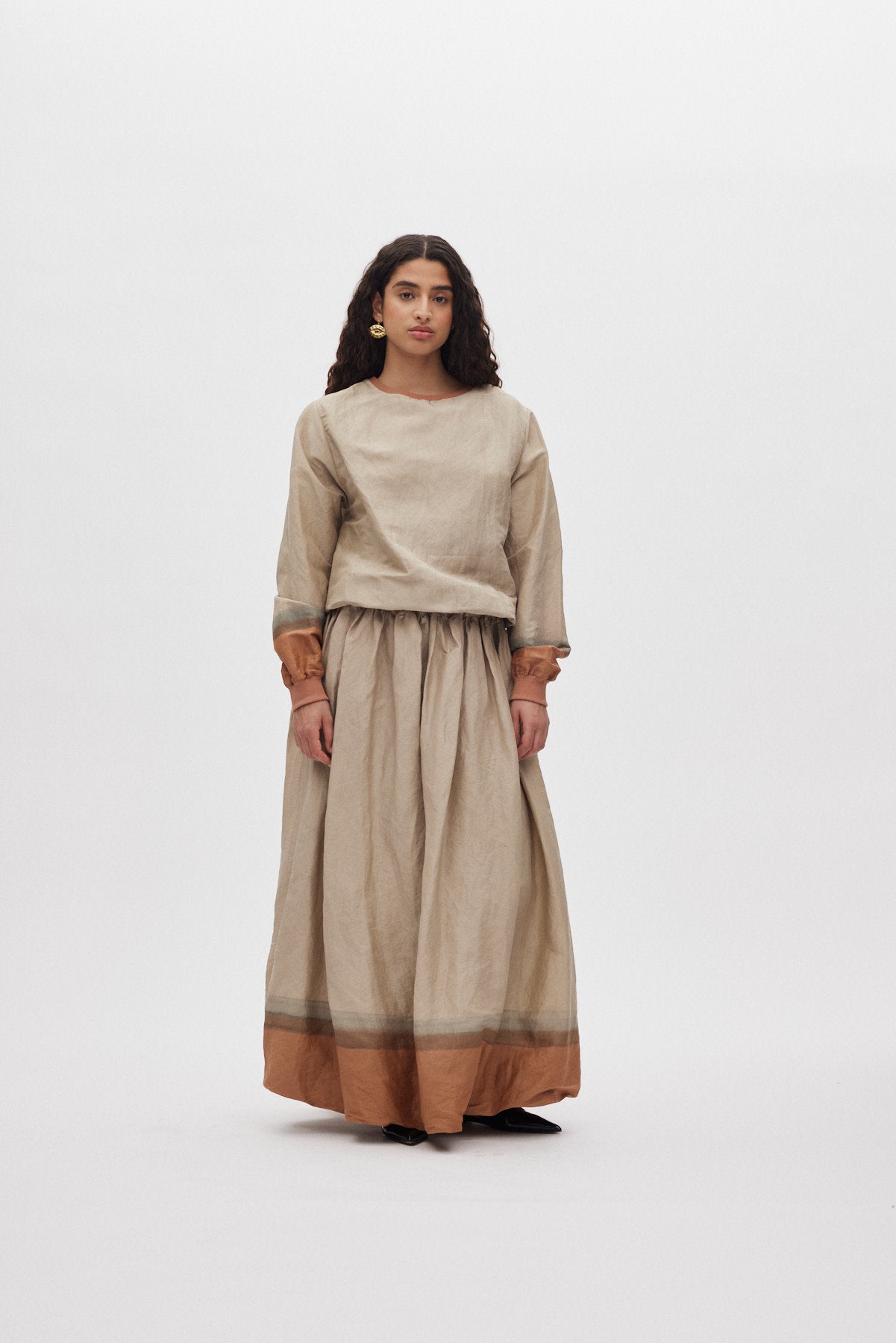 Ommi - Horizon sweat top I Silver/rust