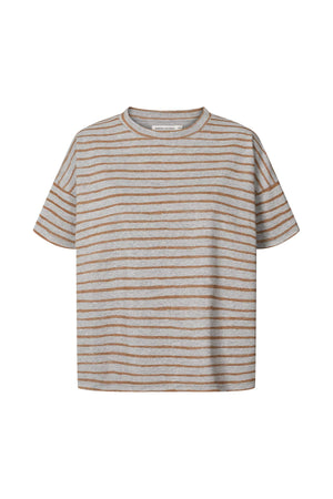 Light stretch cropped t-shirt - Margot I Grey honey stripe