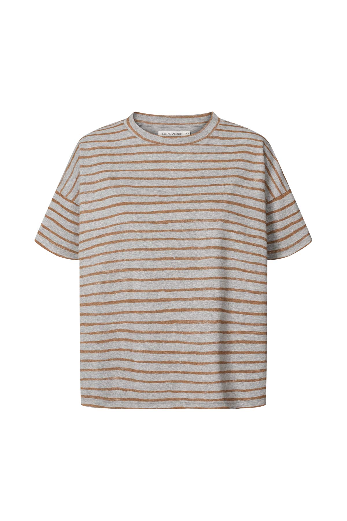 Margot - Light stretch cropped t-shirt I Grey honey stripe