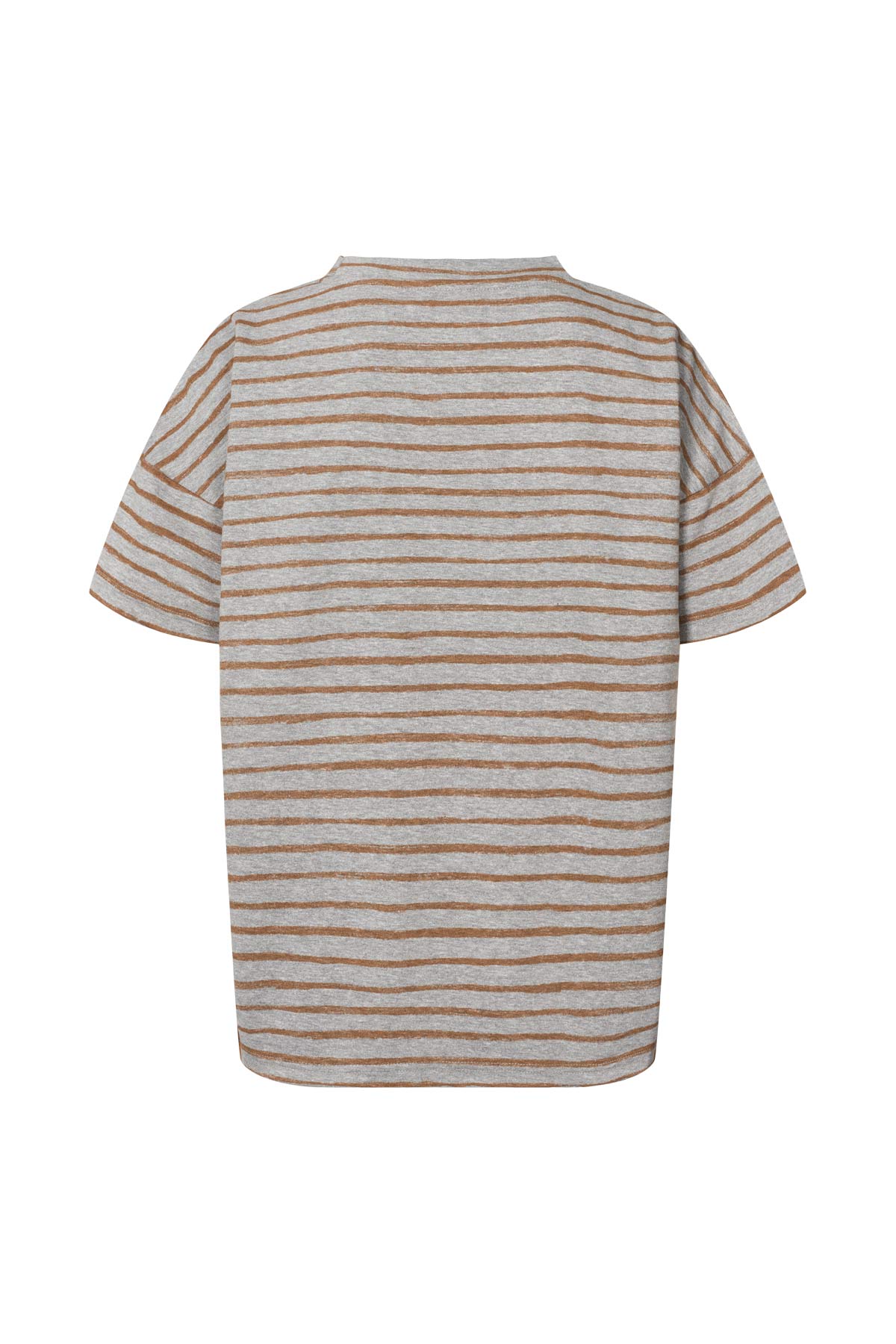 Margot - Light stretch cropped t-shirt I Grey honey stripe