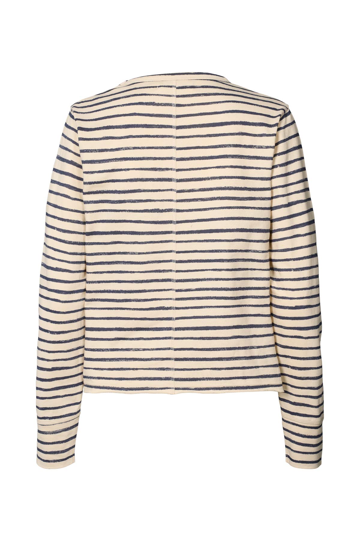 Light stretch crew neck top - Hila I Oyster navy stripe