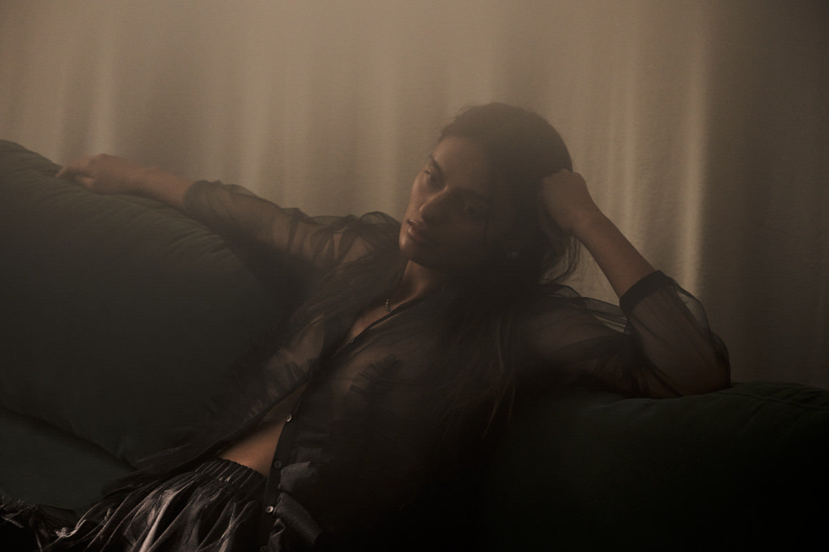 Gida - Frilly tulle shirt I Black