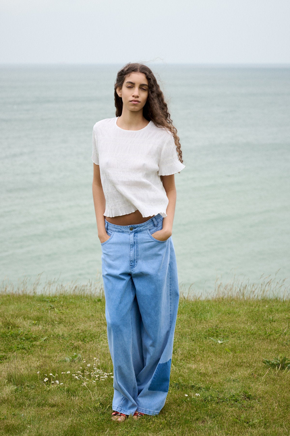 Lane - Denim light wide leg pants I Light washed denim