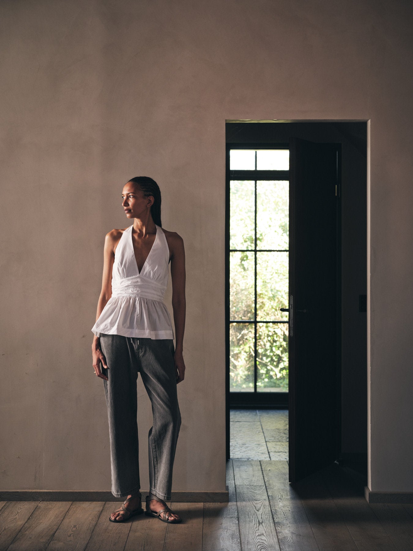 Beza - Grey denim drawstring pants I Washed grey