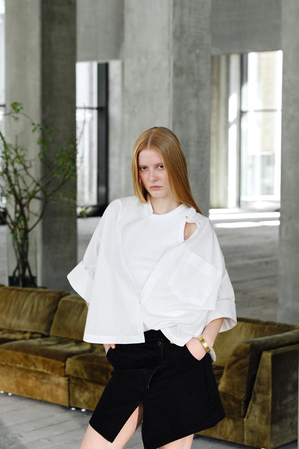 Seval - Poplin boxy shirt I White