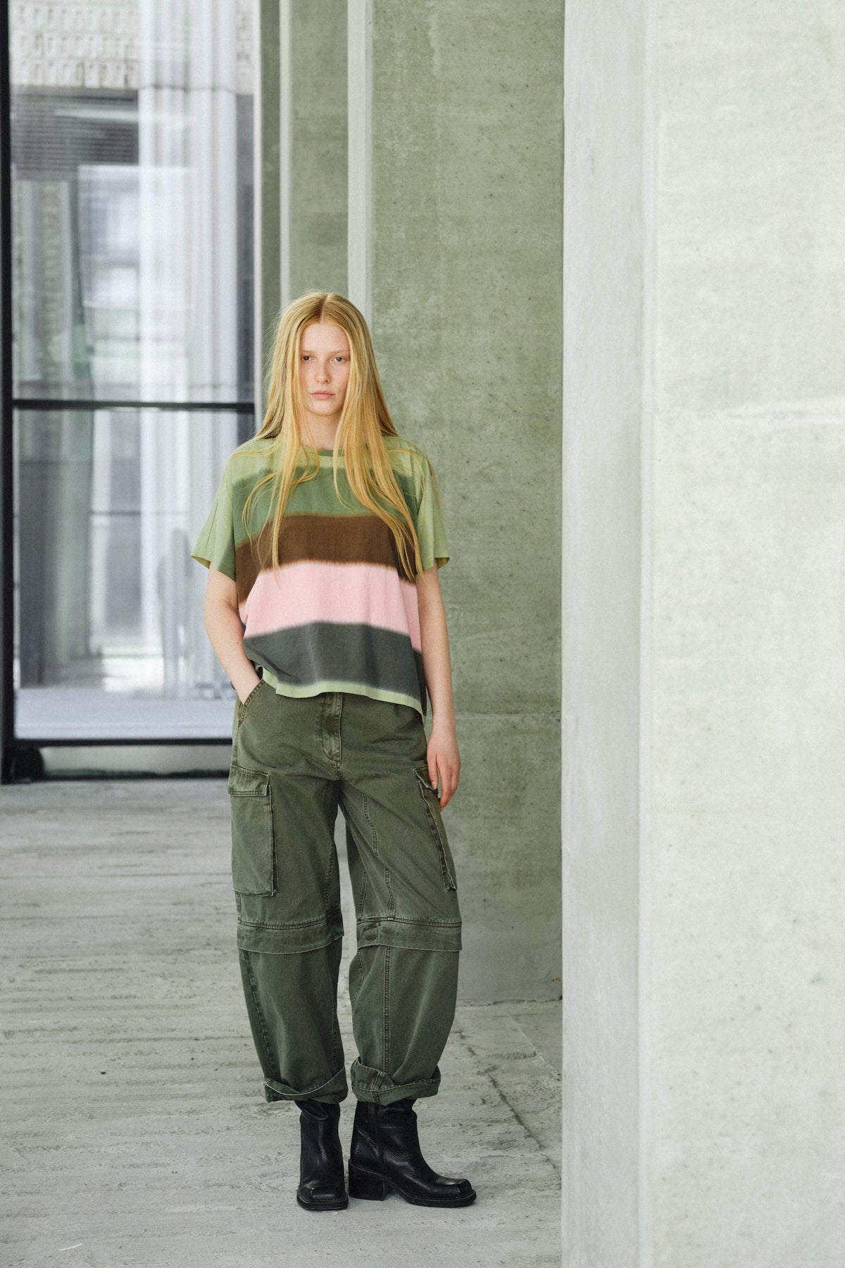 Frema - Canvas cargo pants I Washed sage
