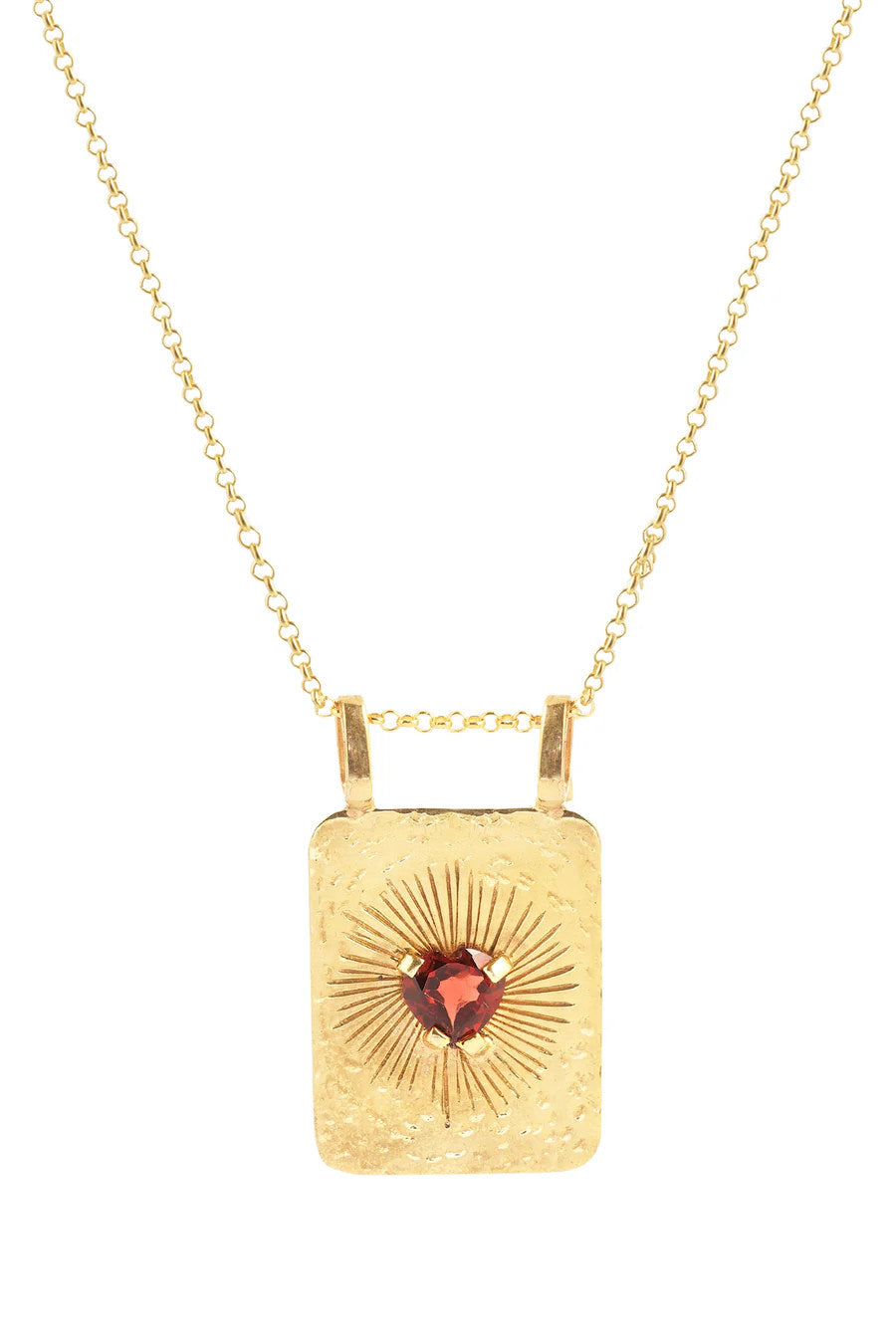 Heart pendant necklace - Nafsu I Gold w/ red stone