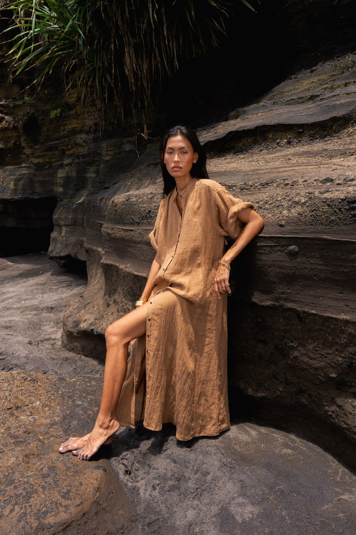 Susi - PRE-ORDER I Crinkled long kaftan I Walnut