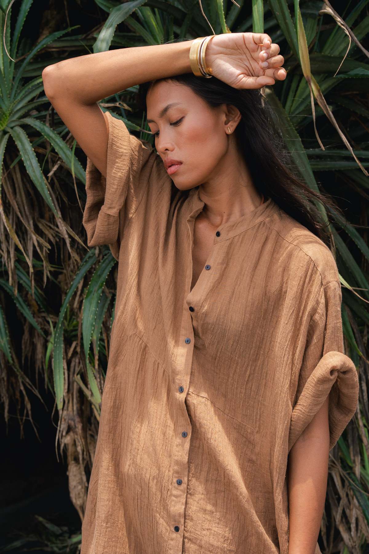 Susi - PRE-ORDER I Crinkled long kaftan I Walnut