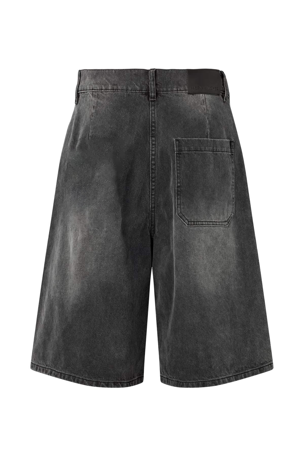 Denim black wide shorts - Raha I Washed black denim