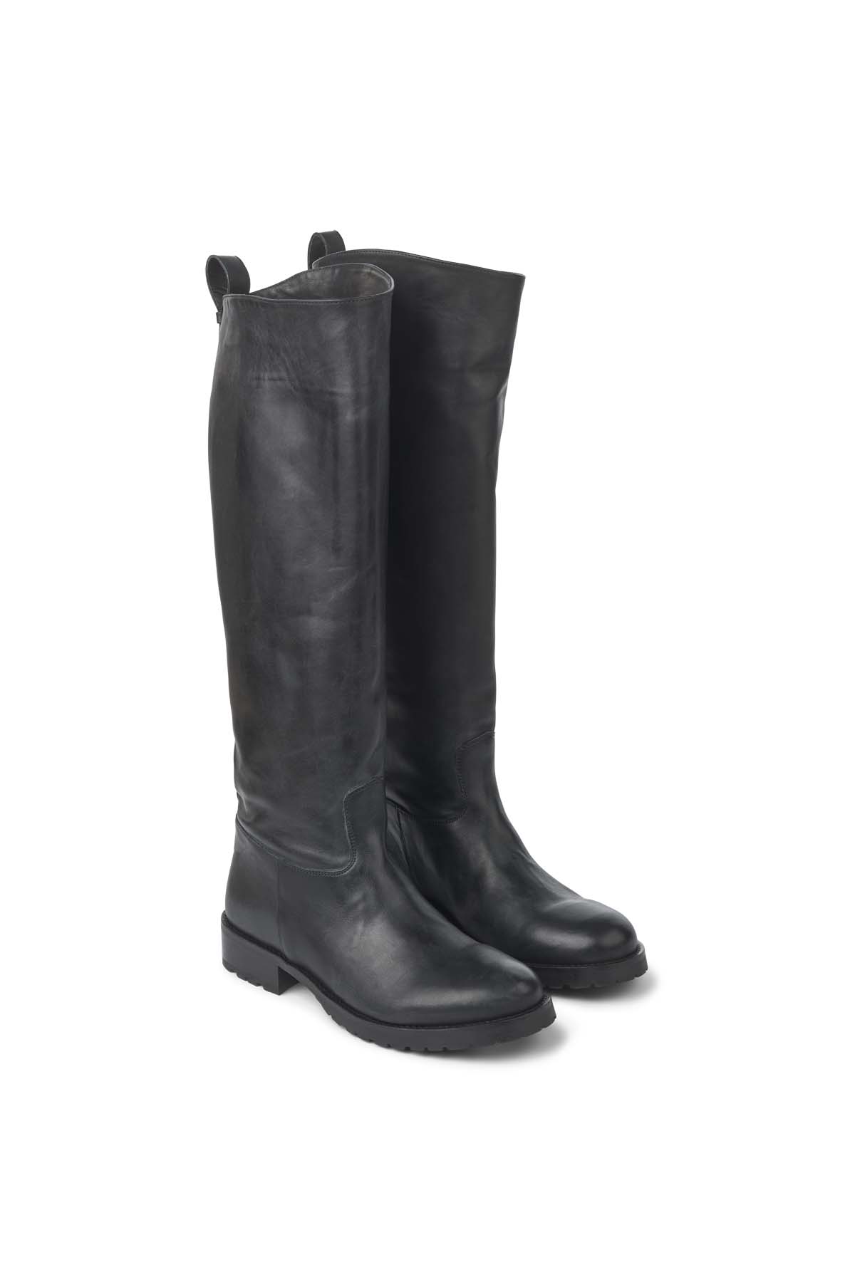 Marit - Leather riding boot I Black