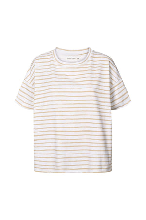 Light stretch cropped t-shirt - Margot I White sand stripe