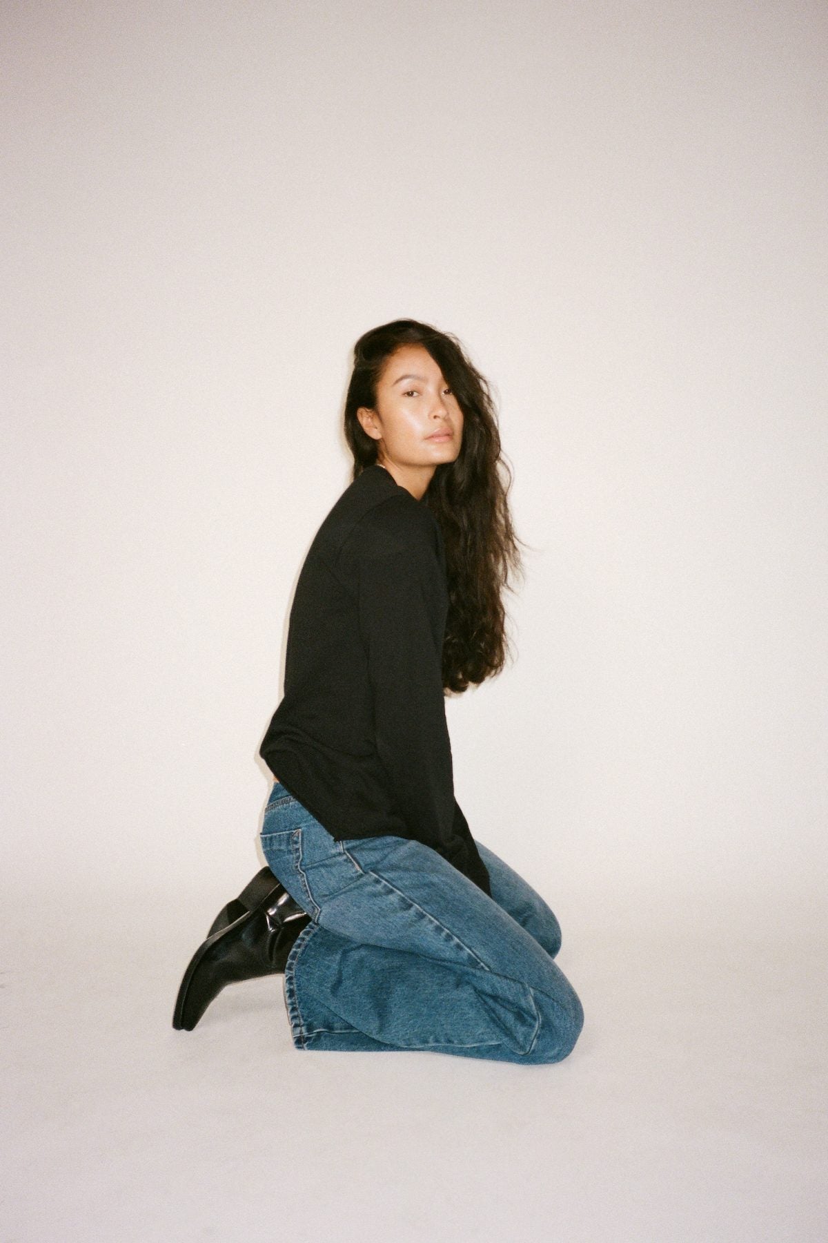 Hila - Light stretch crew neck top I Loden green