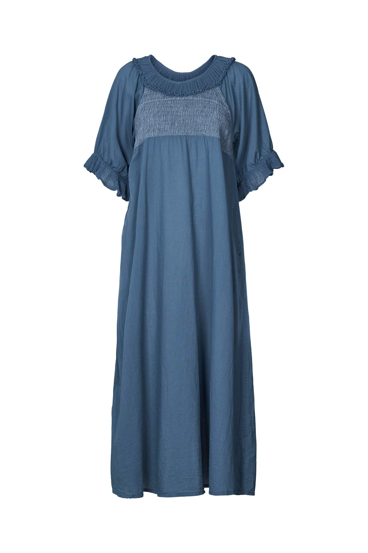 Dorothea - Cotton long angel dress I Dusty indigo
