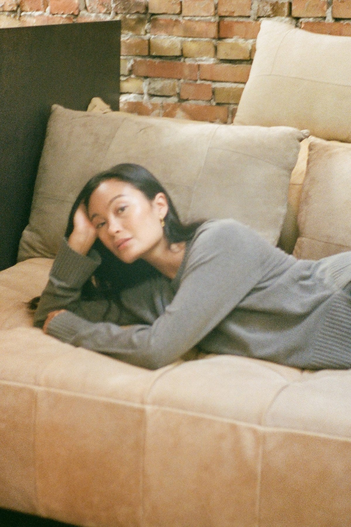 Ruca - Knit lounge boxy sweater I Mole melange