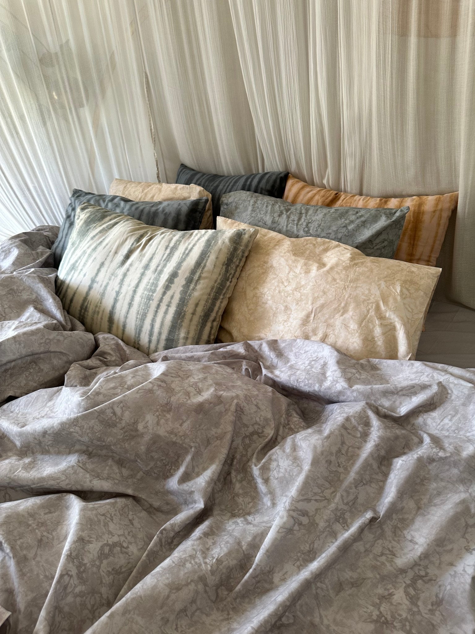 Pillow sham - Marbled pillow sham I Ivory