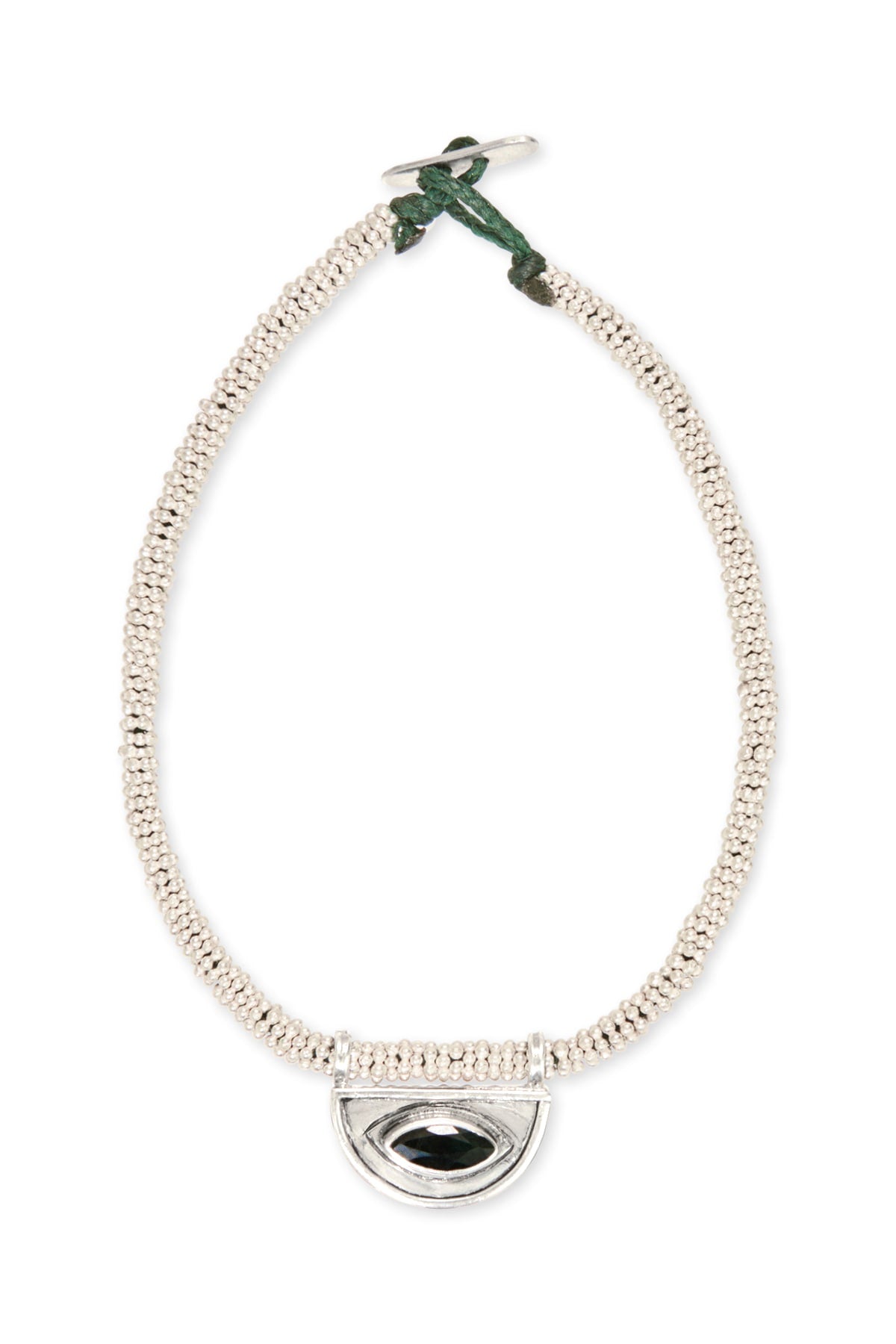 Nafsu - Bead bracelet w/silver fertility pendant I Black Sapphire