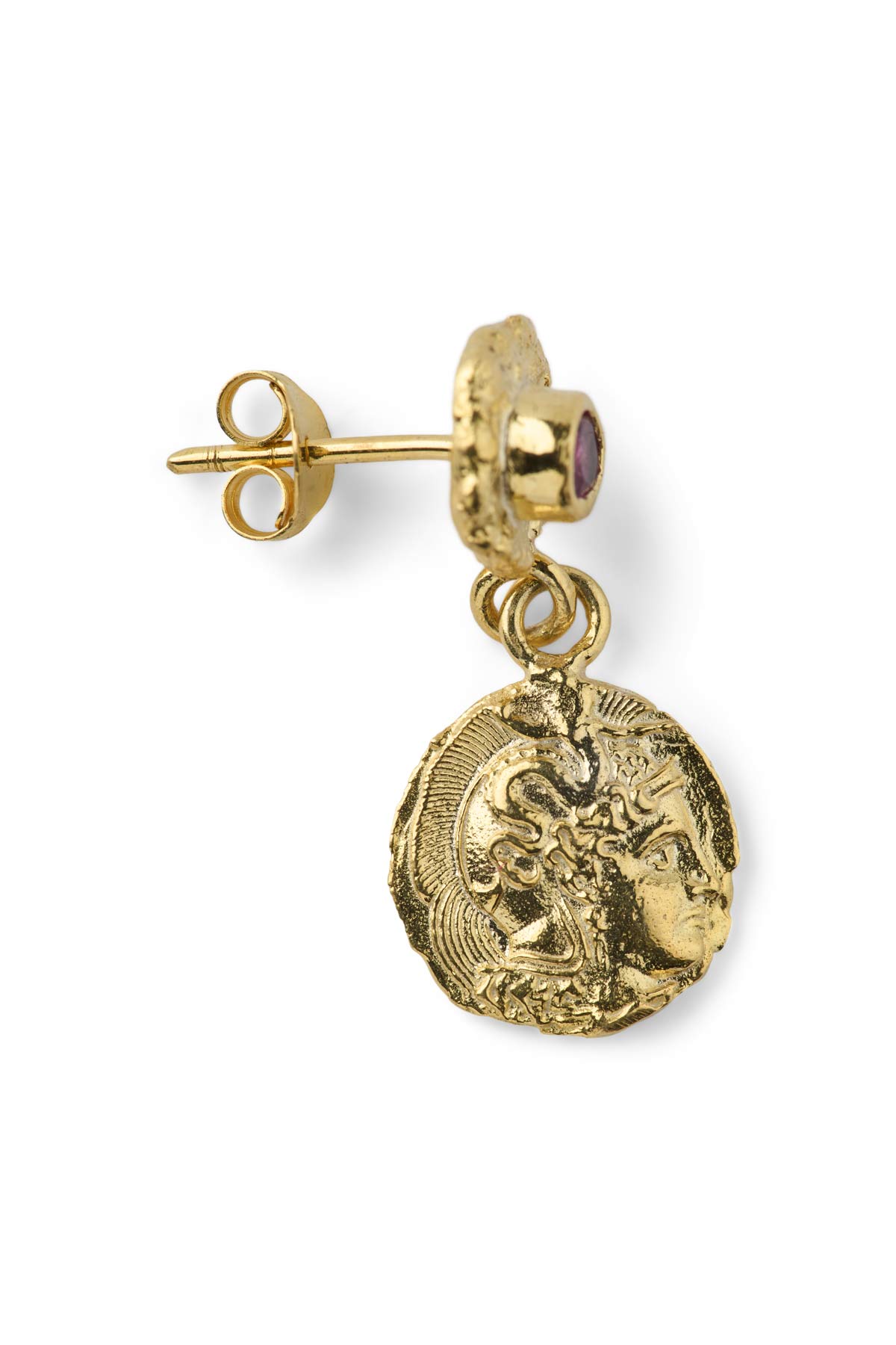 Coin Earring - Nafsu I Gold w/ Purple Stone