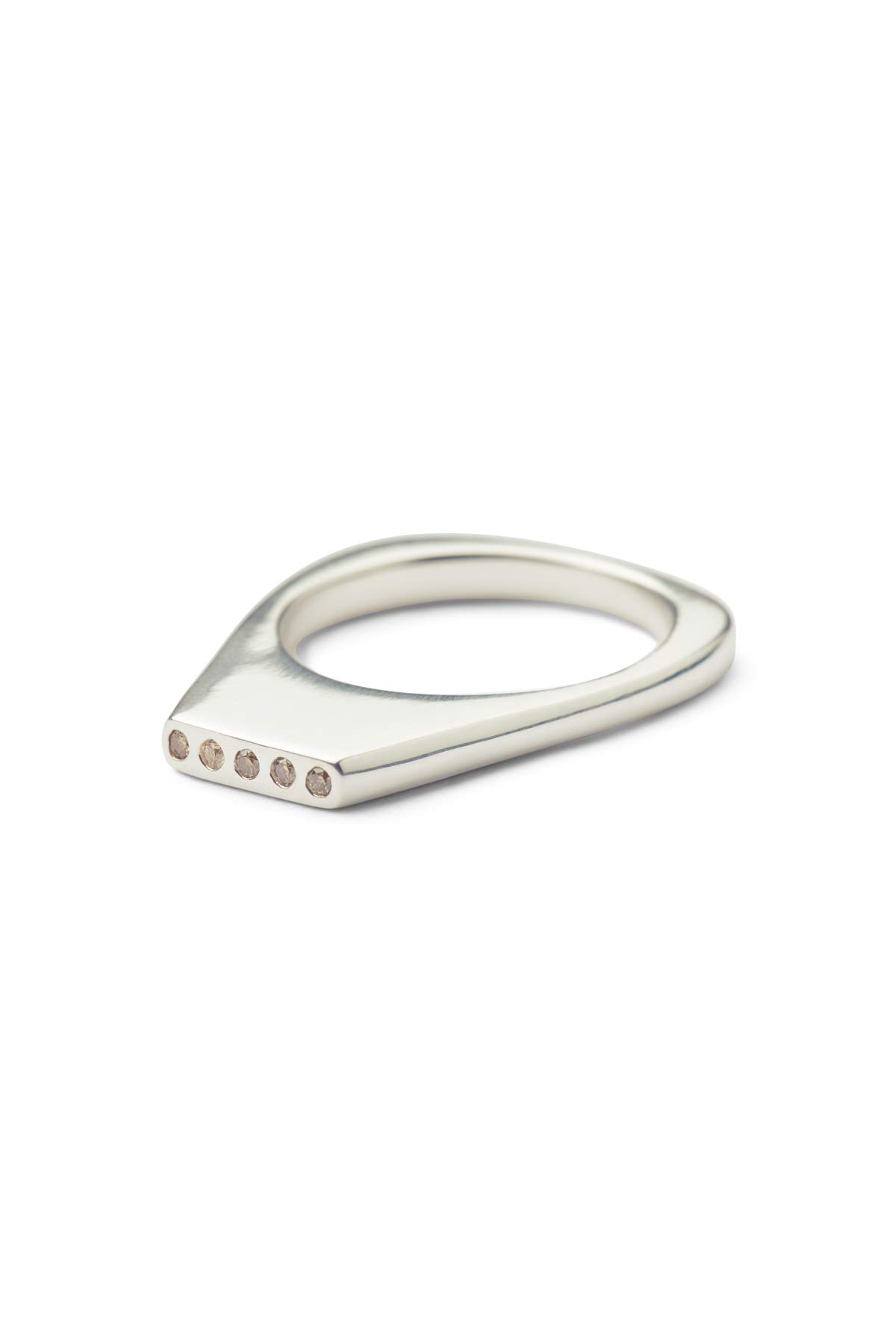 Diamond ring large - Rabens Momento I Silver w/ Champaign diamond
