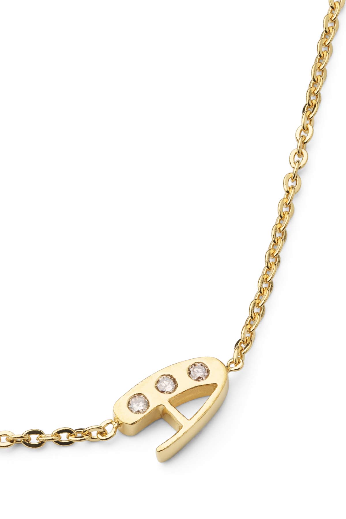 Diamond letter necklace - Rabens Momento I Gold w/ Champagne diamond