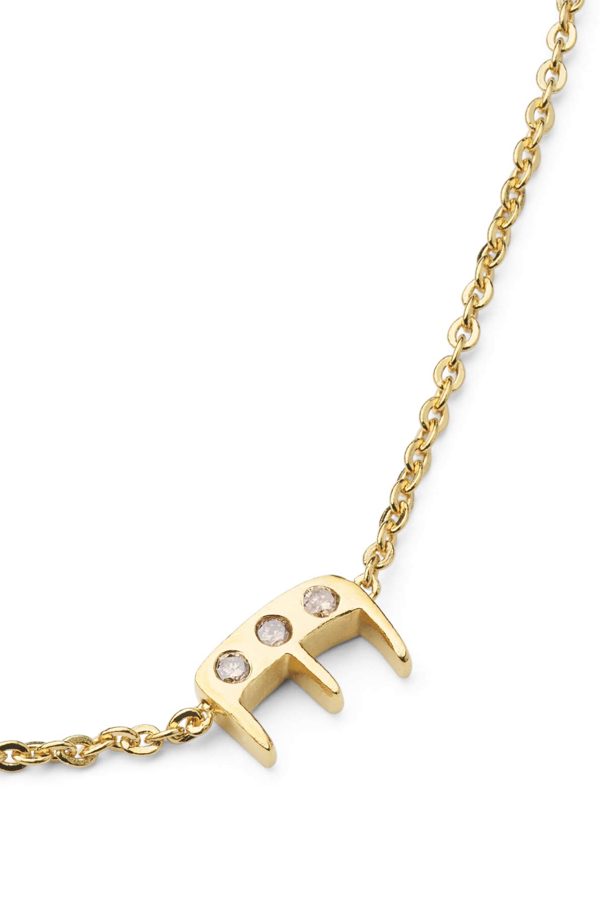 Diamond letter necklace - Rabens Momento I Gold w/ Champagne diamond