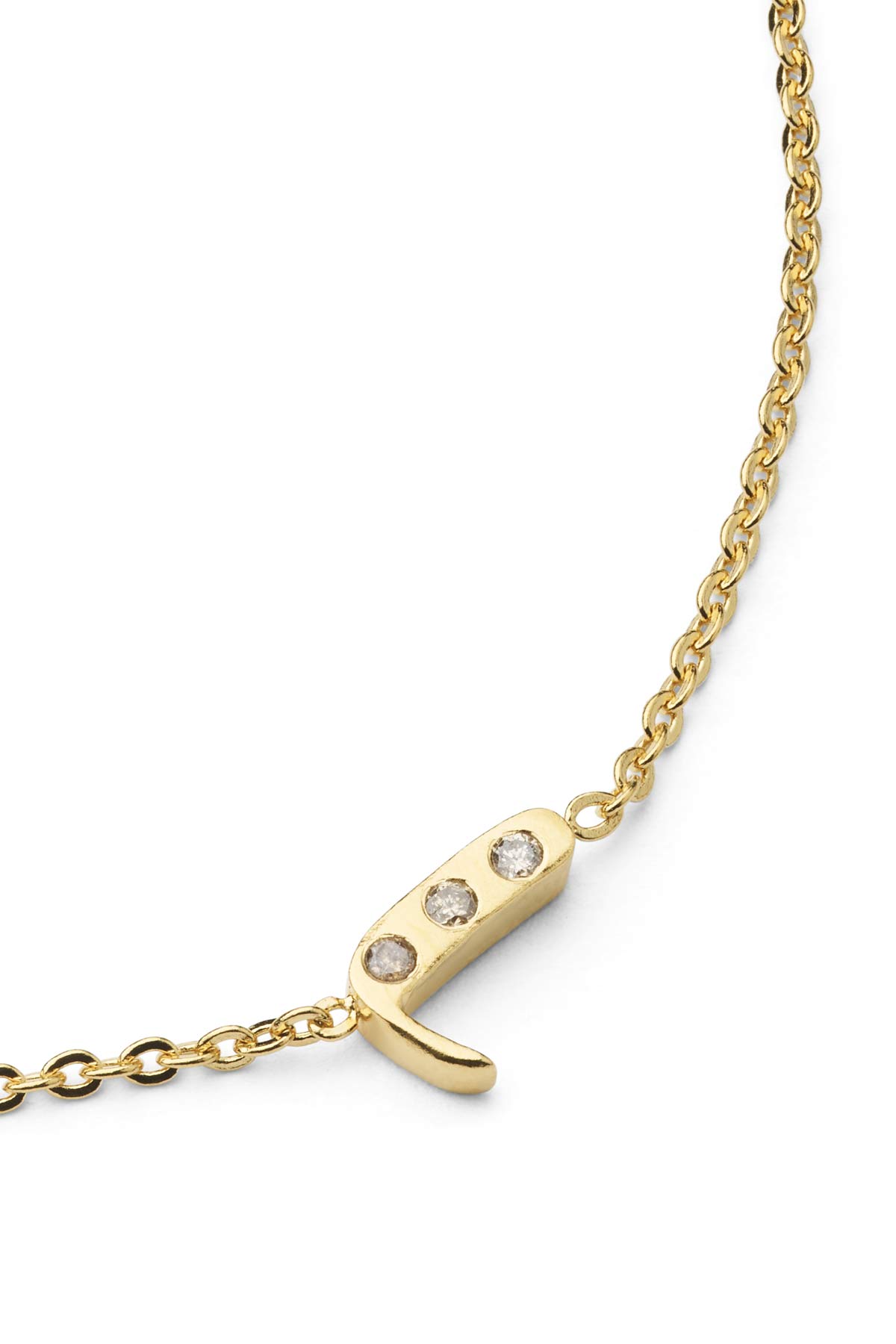 Diamond letter necklace - Rabens Momento I Gold w/ Champagne diamond