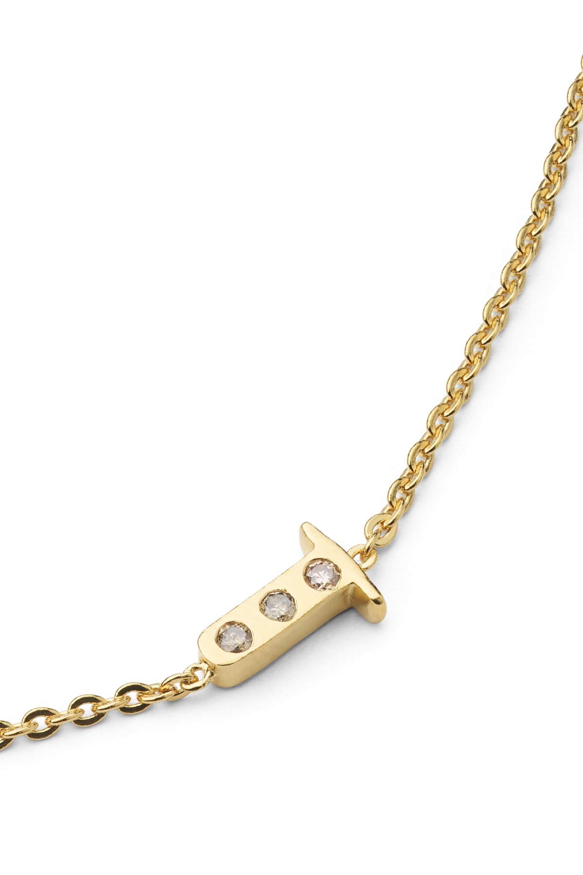 Diamond letter necklace - Rabens Momento I Gold w/ Champagne diamond