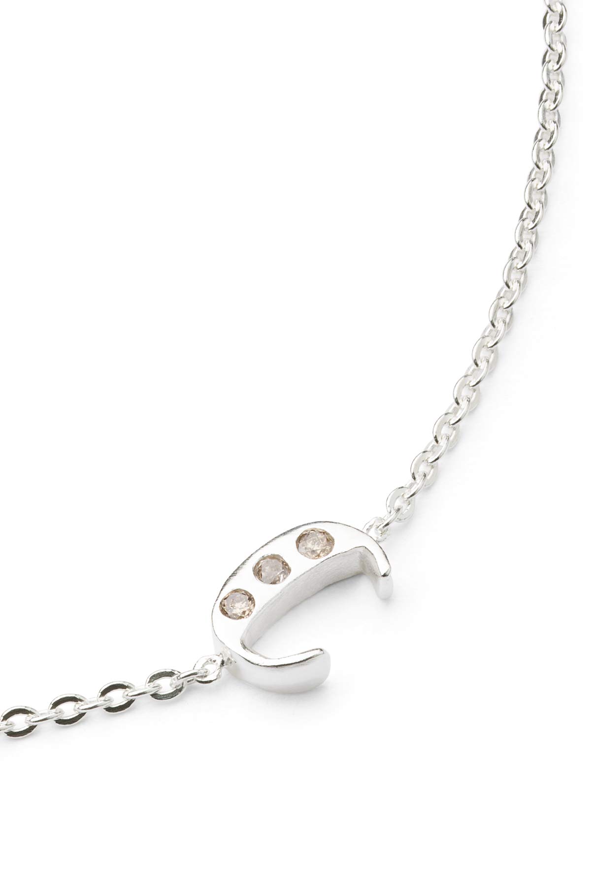 Diamond letter necklace - Rabens Momento I Silver w/ Champagne diamond