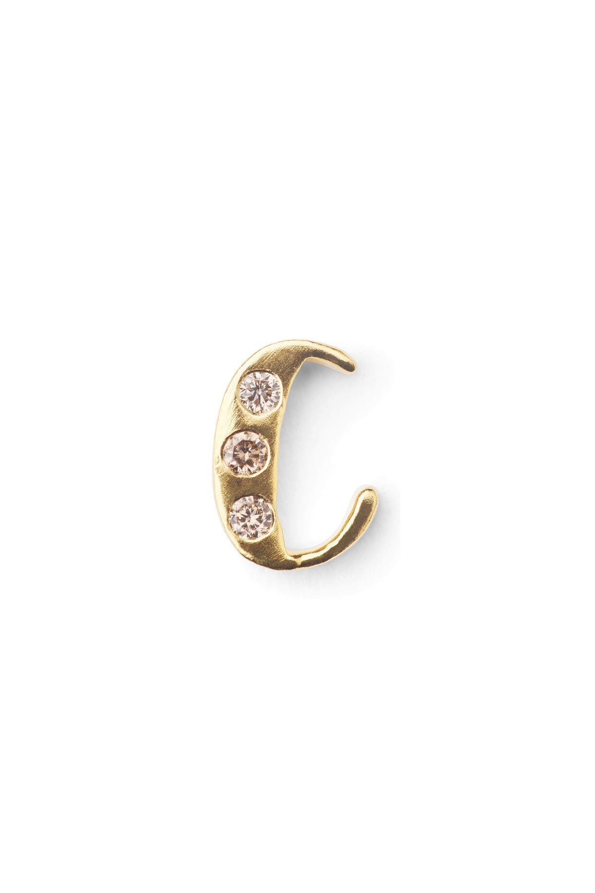 Diamond letter ear stud - Rabens Momento I Gold w/ Champagne diamond