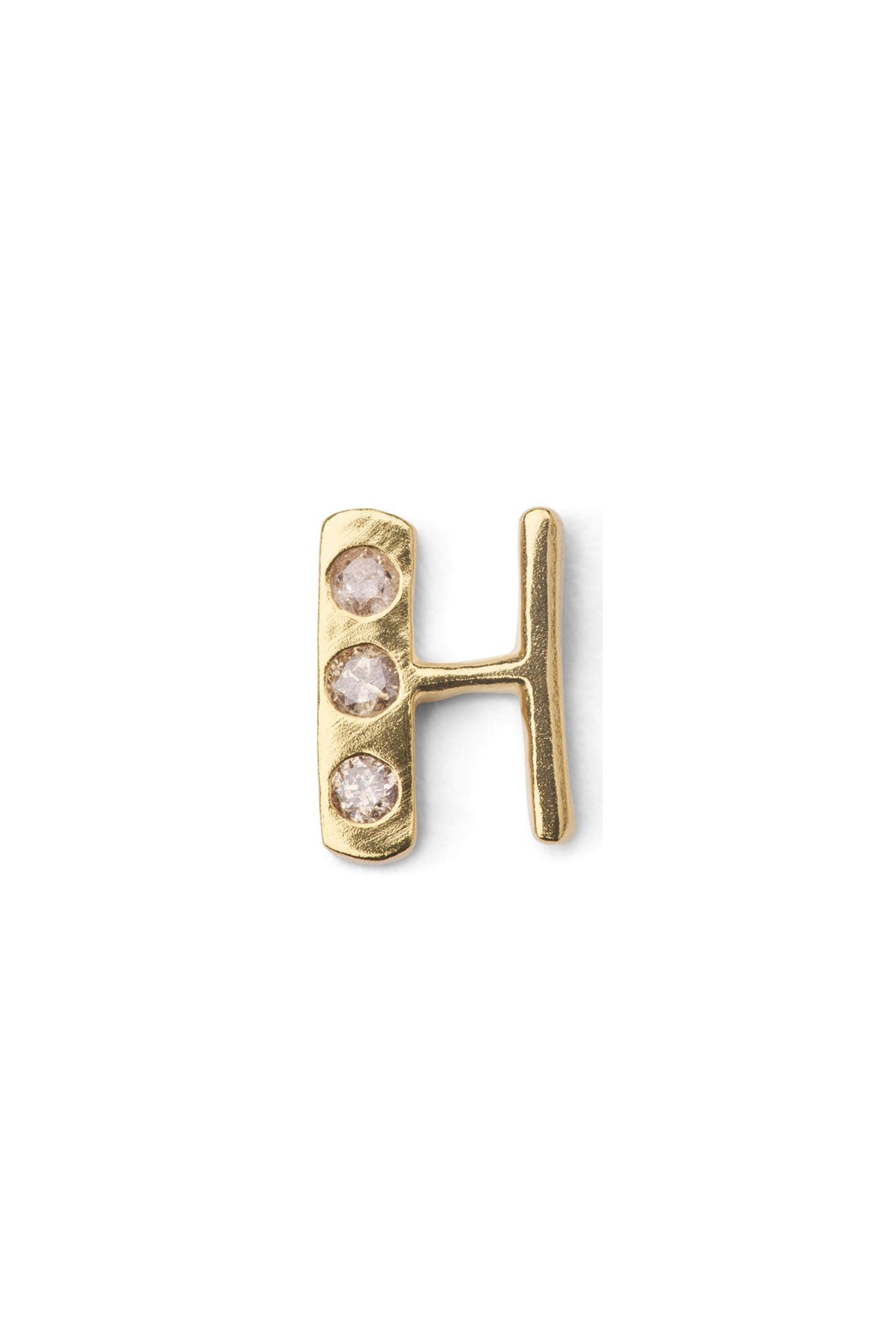 Diamond letter ear stud - Rabens Momento I Gold w/ Champagne diamond