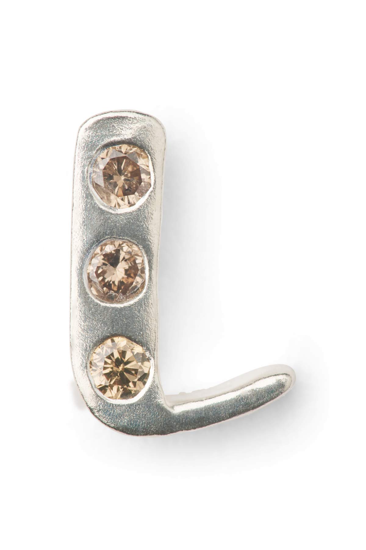 Diamond letter ear stud - Rabens Momento I Silver w/ Champaign diamond