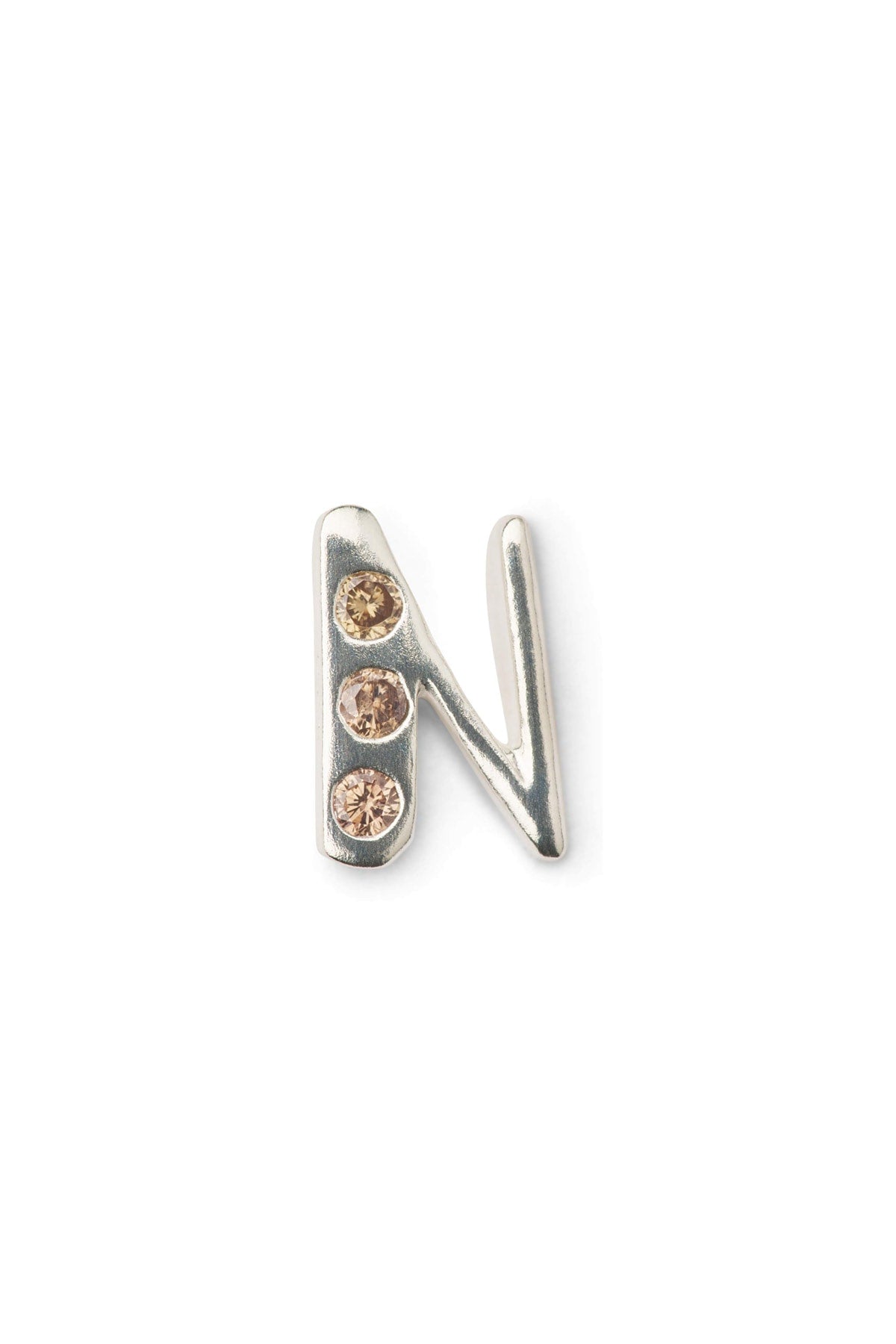Diamond letter ear stud - Rabens Momento I Silver w/ Champagne diamond
