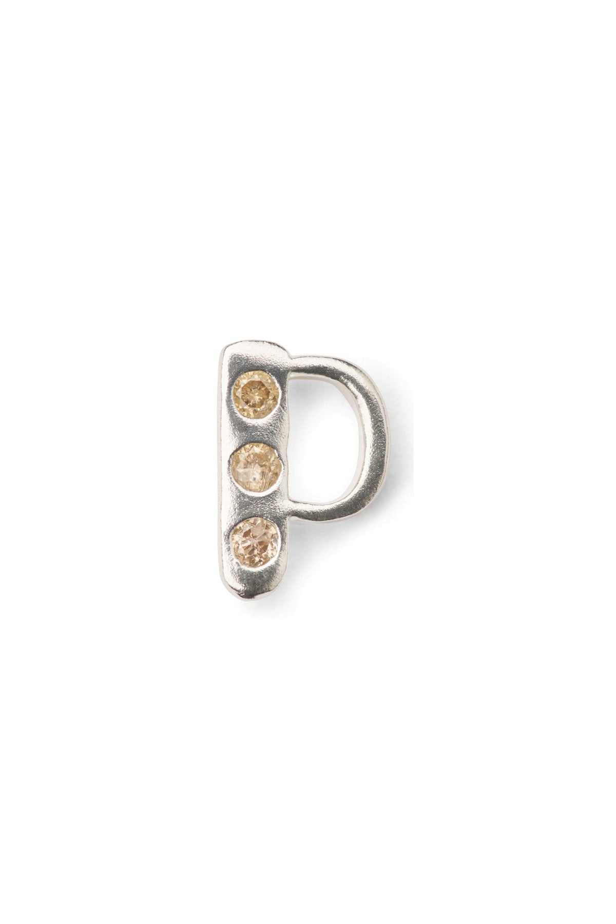 Diamond letter ear stud - Rabens Momento I Silver w/ Champagne diamond