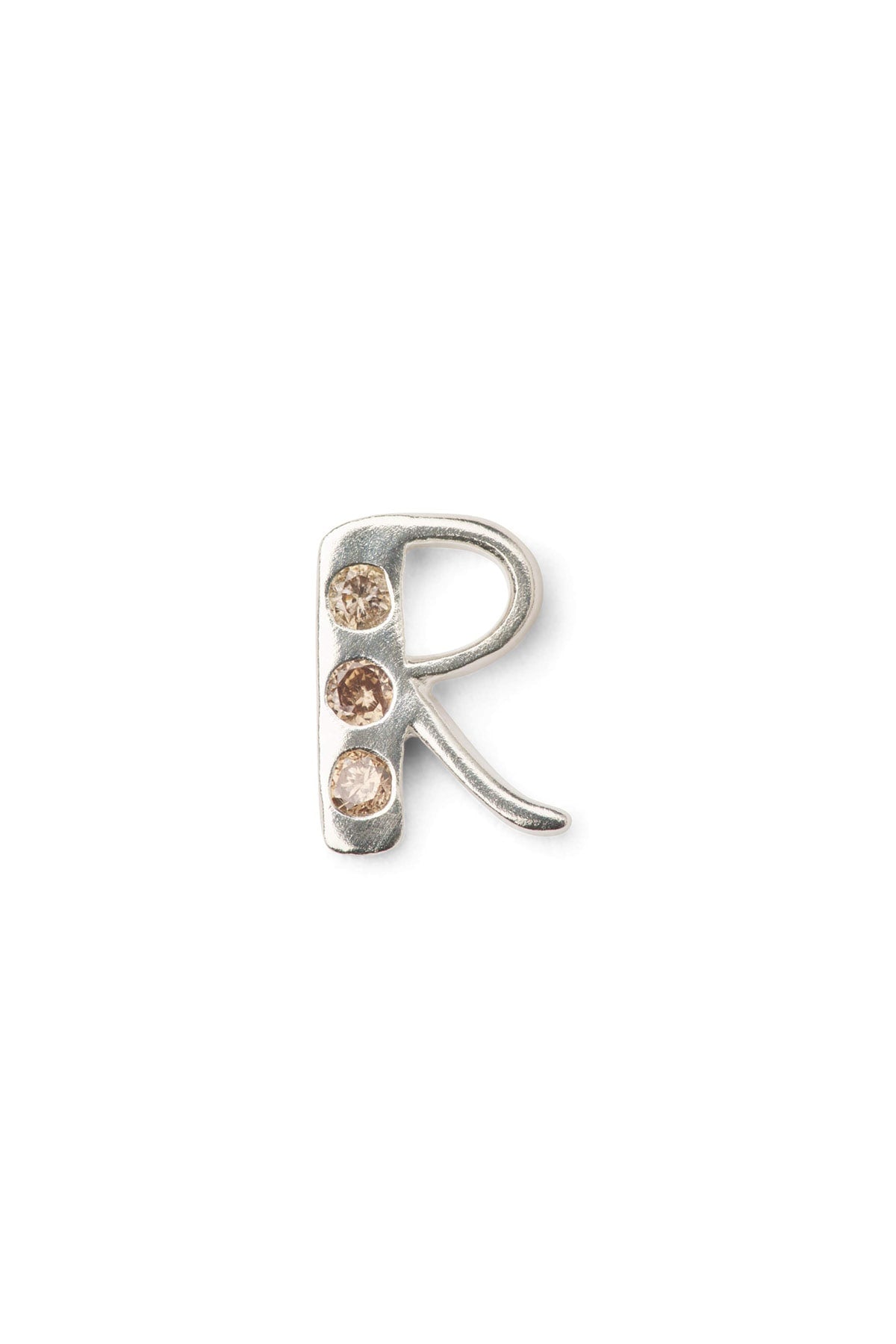 Diamond letter ear stud - Rabens Momento I Silver w/ Champagne diamond