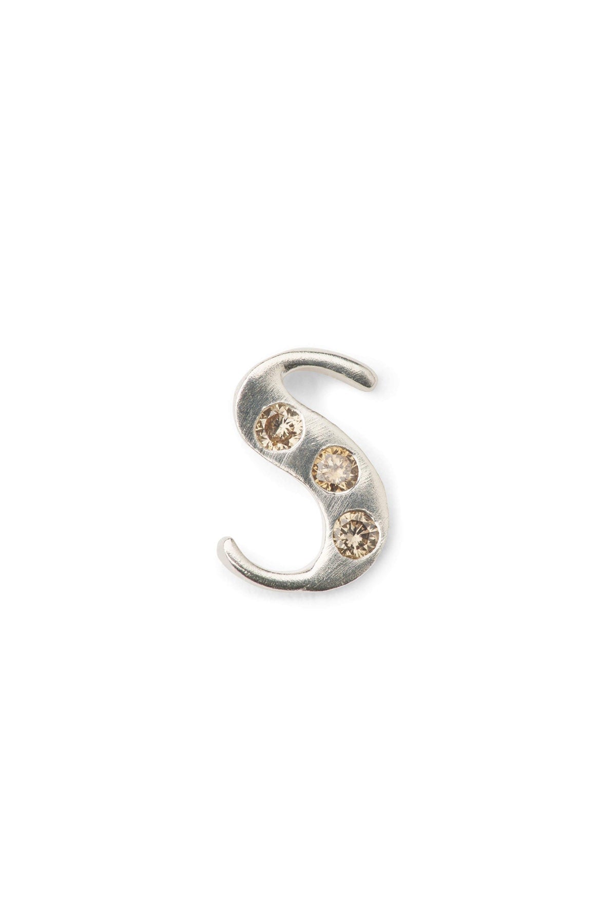 Diamond letter ear stud - Rabens Momento I Silver w/ Champagne diamond