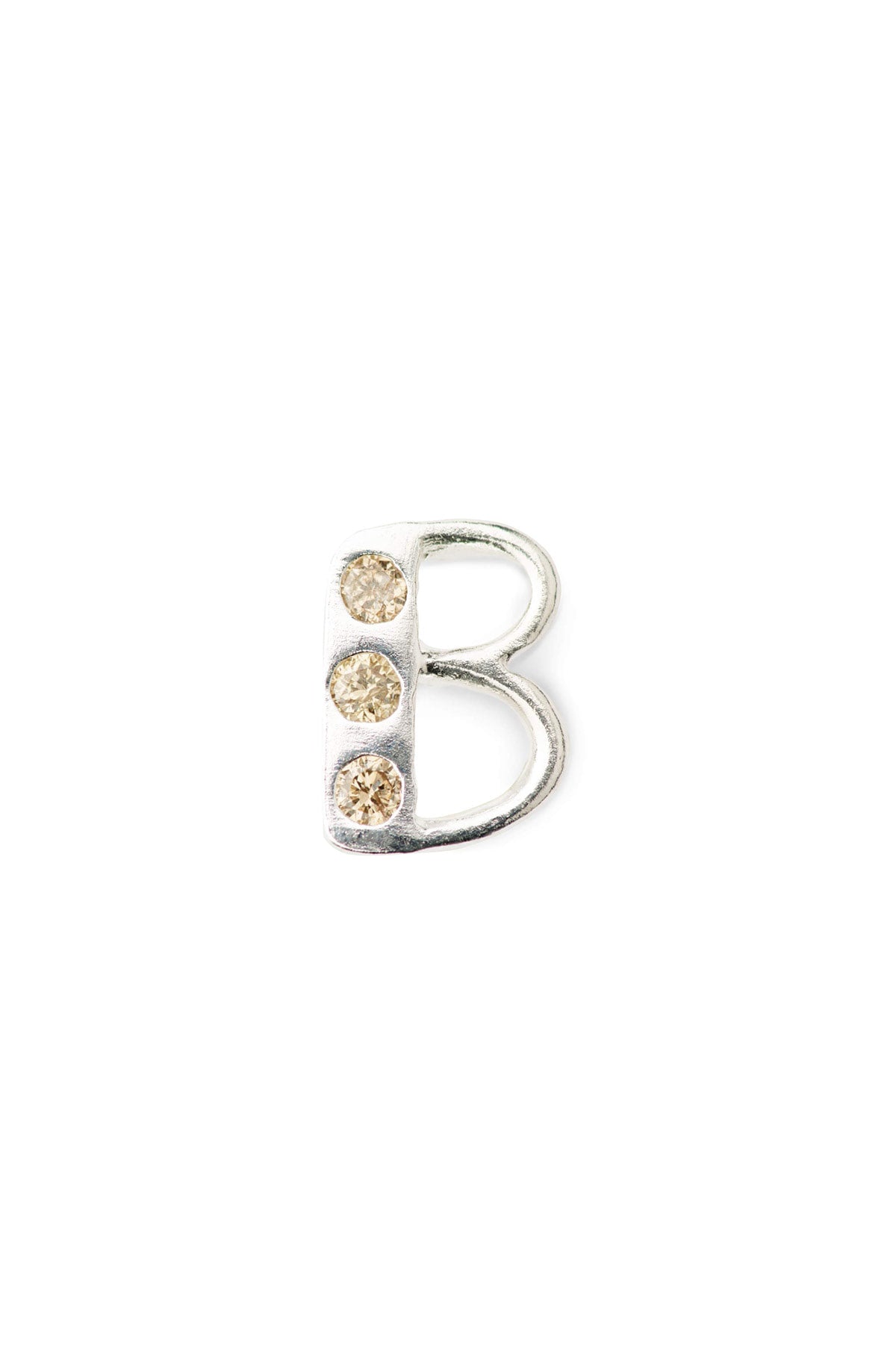 Diamond letter ear stud - Rabens Momento I Silver w/ Champagne diamond