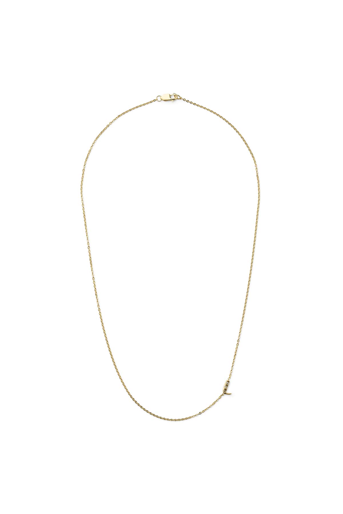Diamond letter necklace - Rabens Momento I Gold w/ Champagne diamond