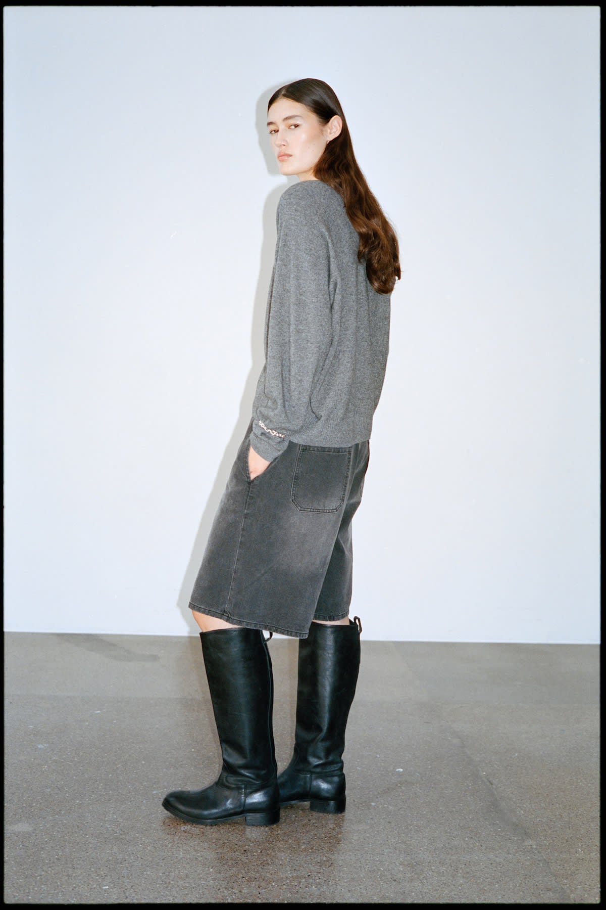 Dalani - Woolcash boxy sweater I Dark grey melange