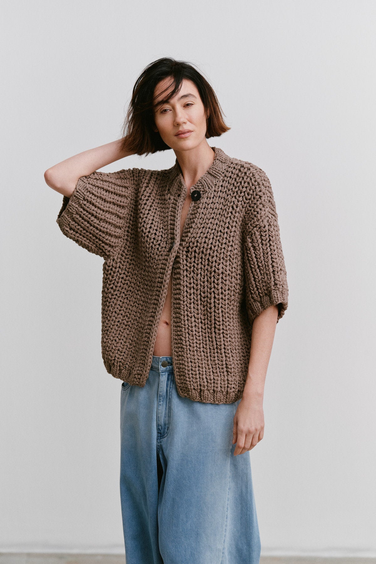 Alice - Rope knit cardigan I Blush